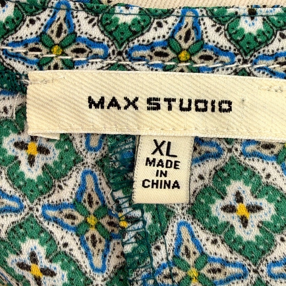 Max Studio Teal Geometric Print Flutter Sleeve Boho Wide Leg Jumpsuit Size XL - Picture 11 of 14